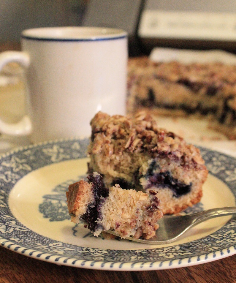 Wild Blueberry Coffee Cake with Chai Glaze - The Lazy Vegan Baker